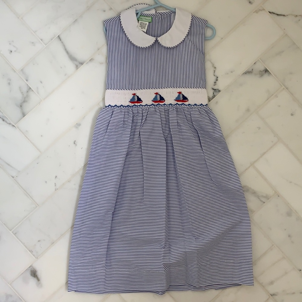 Little Threads Hand Smocked Sailboat Dress, 6X NWT